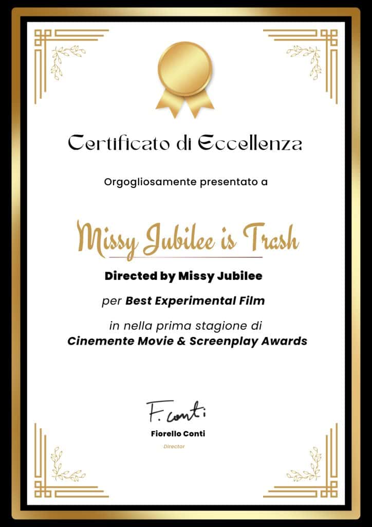 Missy Jubilee The Future Sex Love Art Projekt Best Experimental Film Cinemente Movie Awards Rome 2024